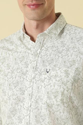 Men White Custom Fit Print Full Sleeves Casual Shirt