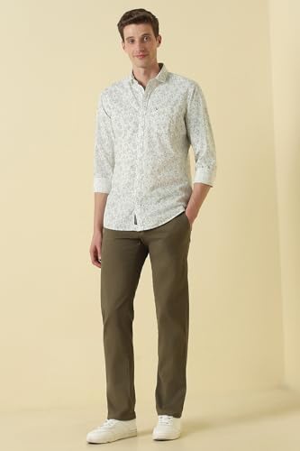 Men White Custom Fit Print Full Sleeves Casual Shirt