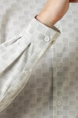 Men White Print Full Sleeves Formal Shirt