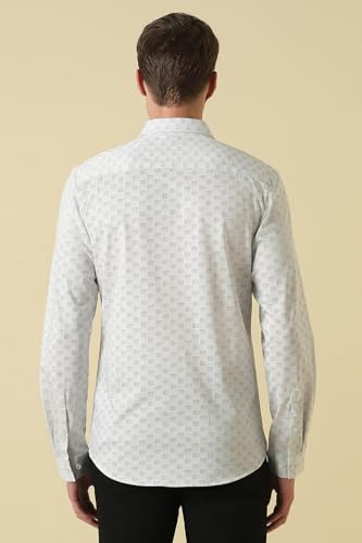 Men White Print Full Sleeves Formal Shirt