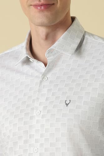 Men White Print Full Sleeves Formal Shirt