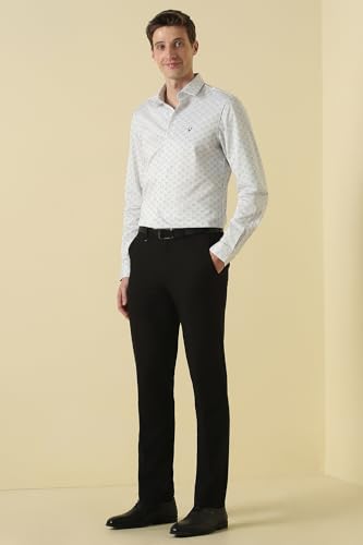 Men White Print Full Sleeves Formal Shirt