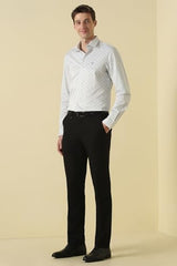 Men White Print Full Sleeves Formal Shirt