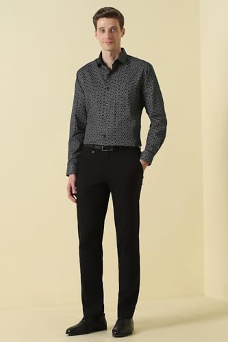 Men Black Print Full Sleeves Formal Shirt