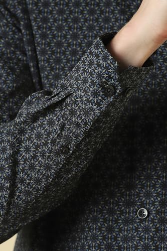 Men Black Print Full Sleeves Formal Shirt