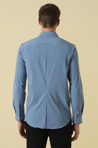 Men Light Blue Solid Full Sleeves Formal Shirt
