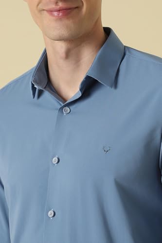 Men Light Blue Solid Full Sleeves Formal Shirt