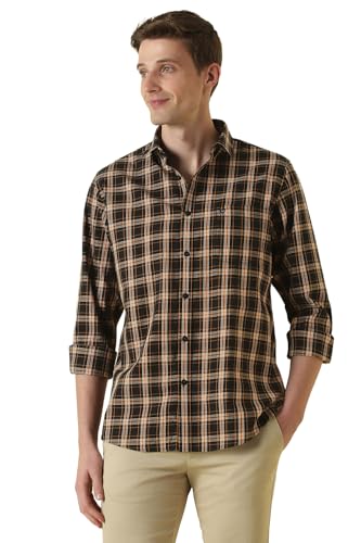 Men Black Classic Fit Check Full Sleeves Casual Shirt
