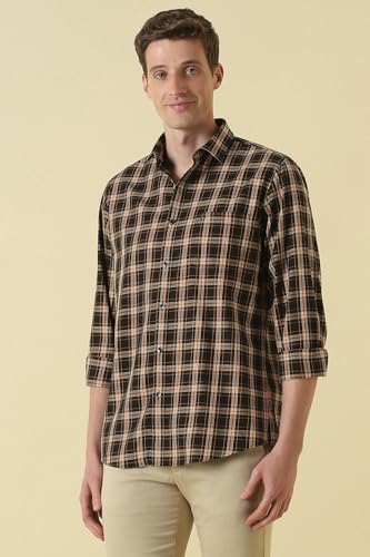 Men Black Classic Fit Check Full Sleeves Casual Shirt