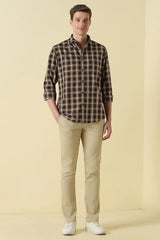 Men Black Classic Fit Check Full Sleeves Casual Shirt