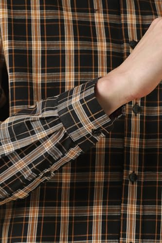 Men Black Classic Fit Check Full Sleeves Casual Shirt