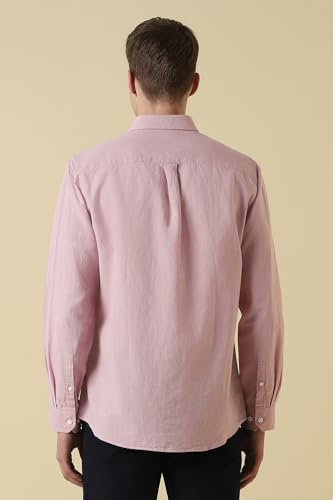 Men Pink Classic Fit Textured Full Sleeves Casual Shirt