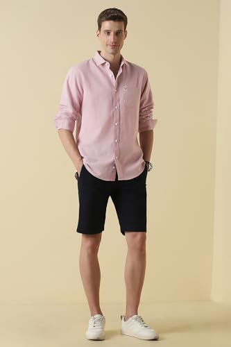 Men Pink Classic Fit Textured Full Sleeves Casual Shirt