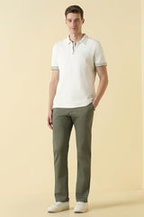 Men Olive Textured Casual Trousers