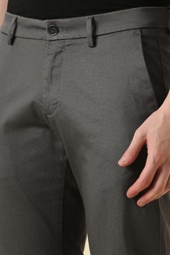 Men Grey Print Formal Trousers
