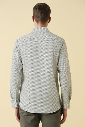 Men Green Classic Fit Print Full Sleeves Casual Shirt