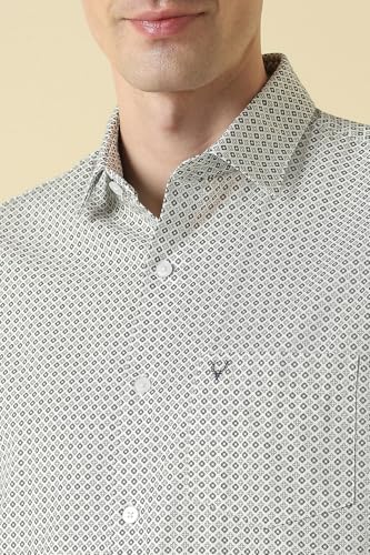 Men Green Classic Fit Print Full Sleeves Casual Shirt