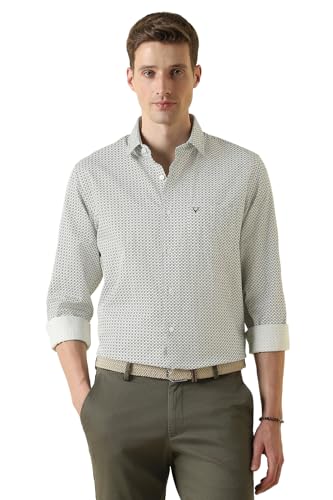 Men Green Classic Fit Print Full Sleeves Casual Shirt