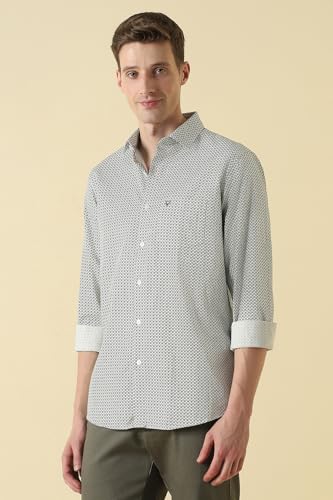 Men Green Classic Fit Print Full Sleeves Casual Shirt