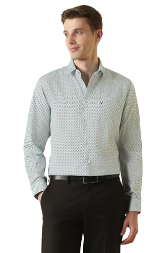 Men Light Blue Print Full Sleeves Formal Shirt