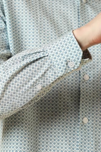 Men Light Blue Print Full Sleeves Formal Shirt