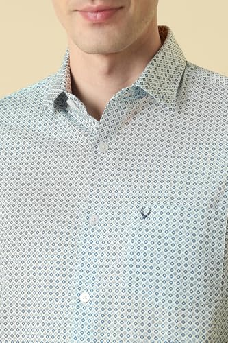 Men Light Blue Print Full Sleeves Formal Shirt