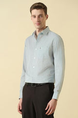 Men Light Blue Print Full Sleeves Formal Shirt