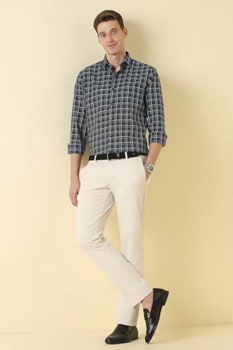 Men Black Classic Fit Check Full Sleeves Casual Shirt