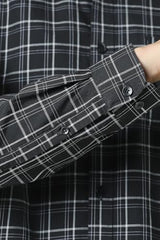 Men Black Classic Fit Check Full Sleeves Casual Shirt