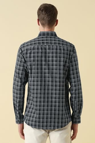 Men Black Classic Fit Check Full Sleeves Casual Shirt
