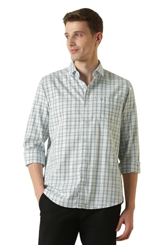Men White Classic Fit Check Full Sleeves Casual Shirt