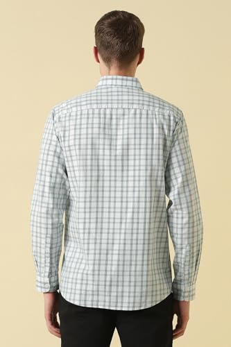 Men White Classic Fit Check Full Sleeves Casual Shirt