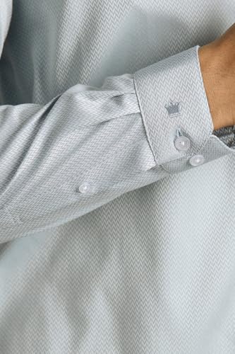 Men Grey Textured Full Sleeves Formal Shirt