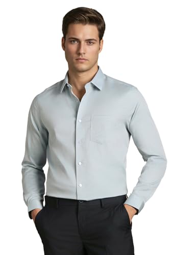 Men Grey Textured Full Sleeves Formal Shirt