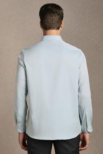 Men Grey Textured Full Sleeves Formal Shirt