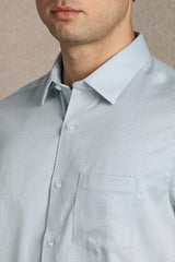 Men Grey Textured Full Sleeves Formal Shirt