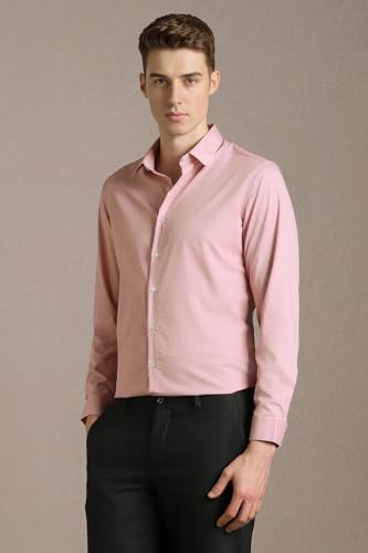 Men Pink Solid Full Sleeves Formal Shirt