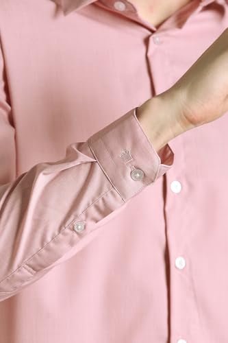 Men Pink Solid Full Sleeves Formal Shirt