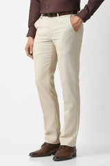 Men Beige Textured Trousers