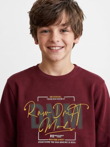 Monte Carlo Boys Regular Fit Full Sleeve Printed Round Neck Winter Sweatshirt