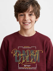 Monte Carlo Boys Regular Fit Full Sleeve Printed Round Neck Winter Sweatshirt
