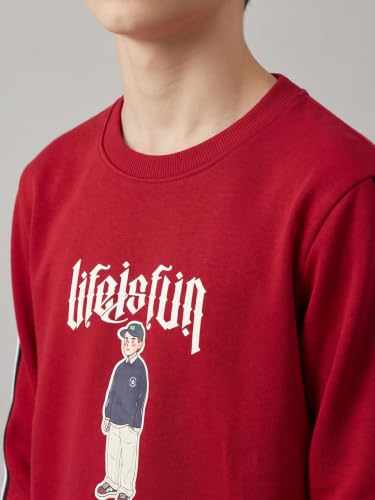 Monte Carlo Boys Regular Fit Full Sleeve Printed Round Neck Winter Sweatshirt