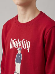 Monte Carlo Boys Regular Fit Full Sleeve Printed Round Neck Winter Sweatshirt