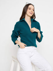 Madame Zip Up Teal Sweater