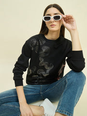 Madame Ladies Western Sweat Shirt M5W22225 002 Black
