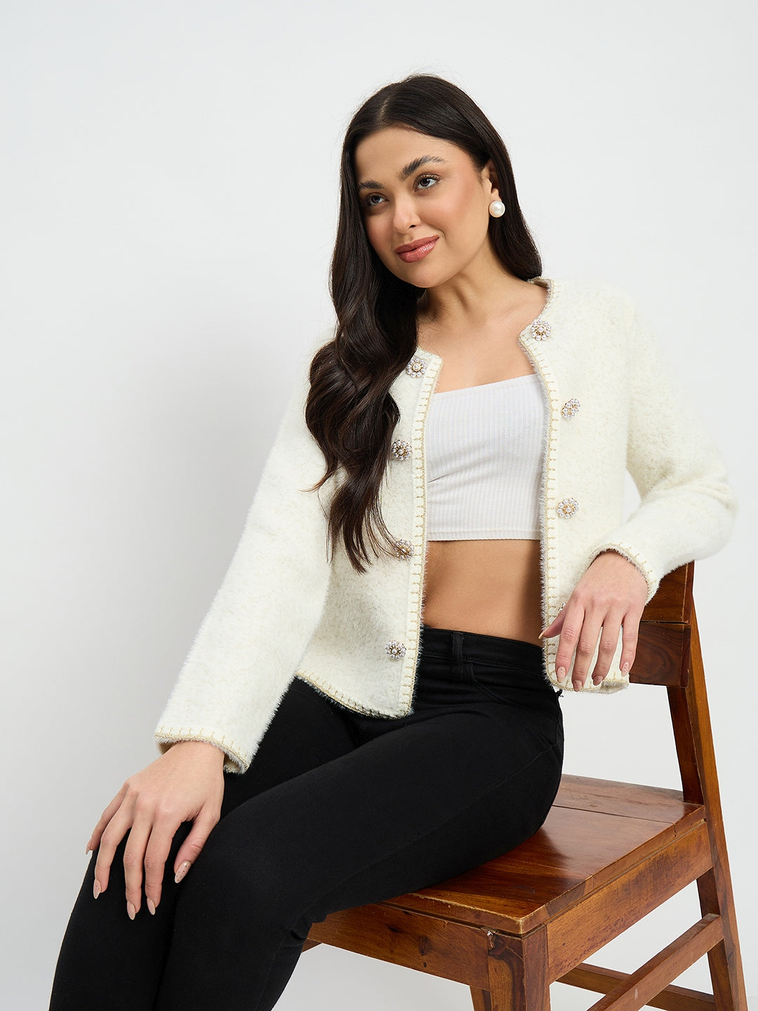 Madame Ladies Western Woolen Top M5W17259 1 Off White