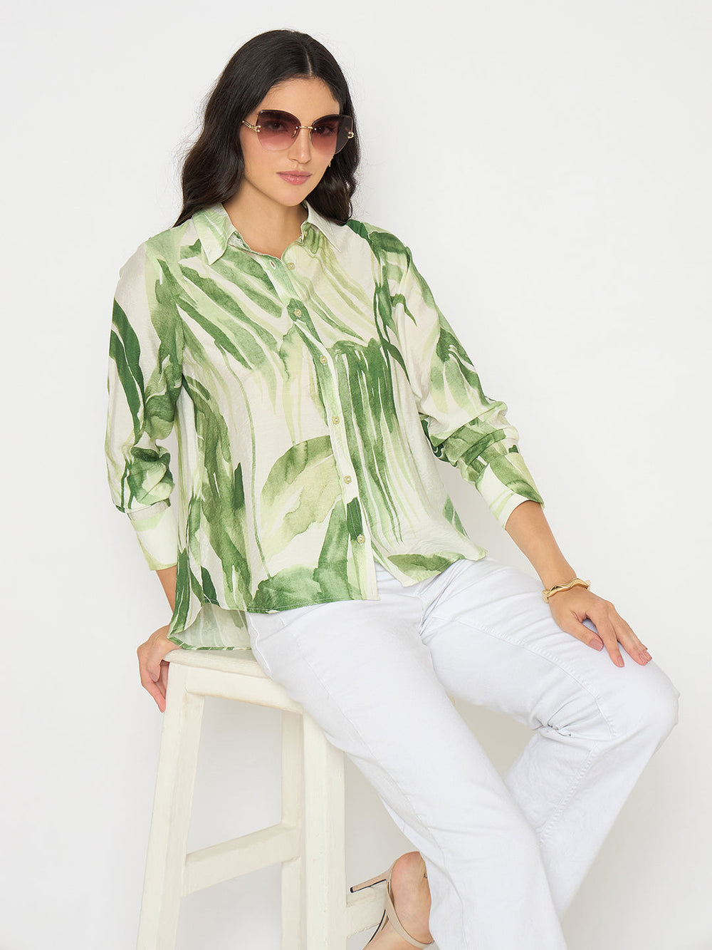 Madame Ladies Western Shirt F/S M5S18214 014 Green - Goyalsons ShopMax