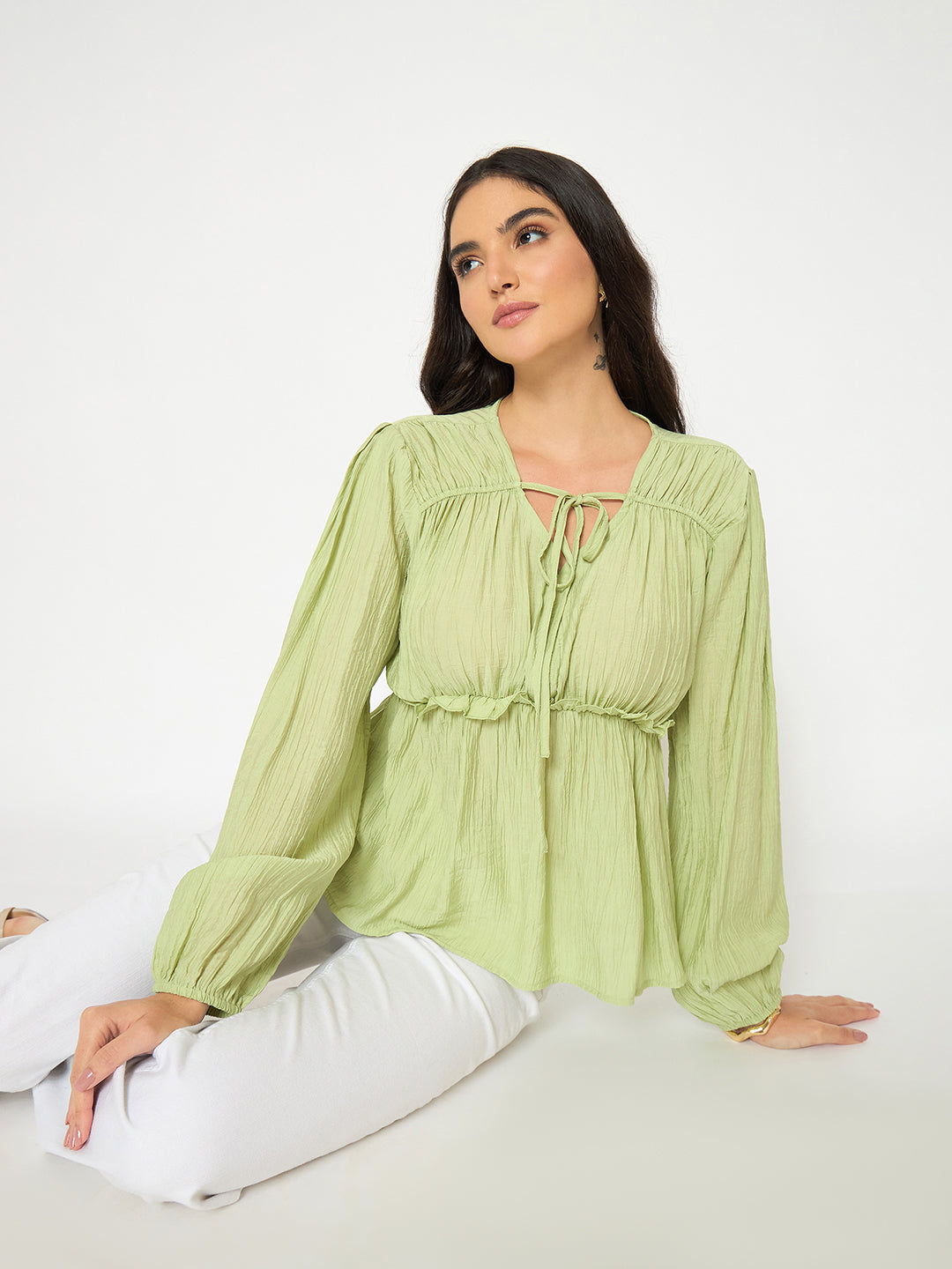 Madame Ladies Western Top H/S M5S18728 388 Apple Green - Goyalsons ShopMax