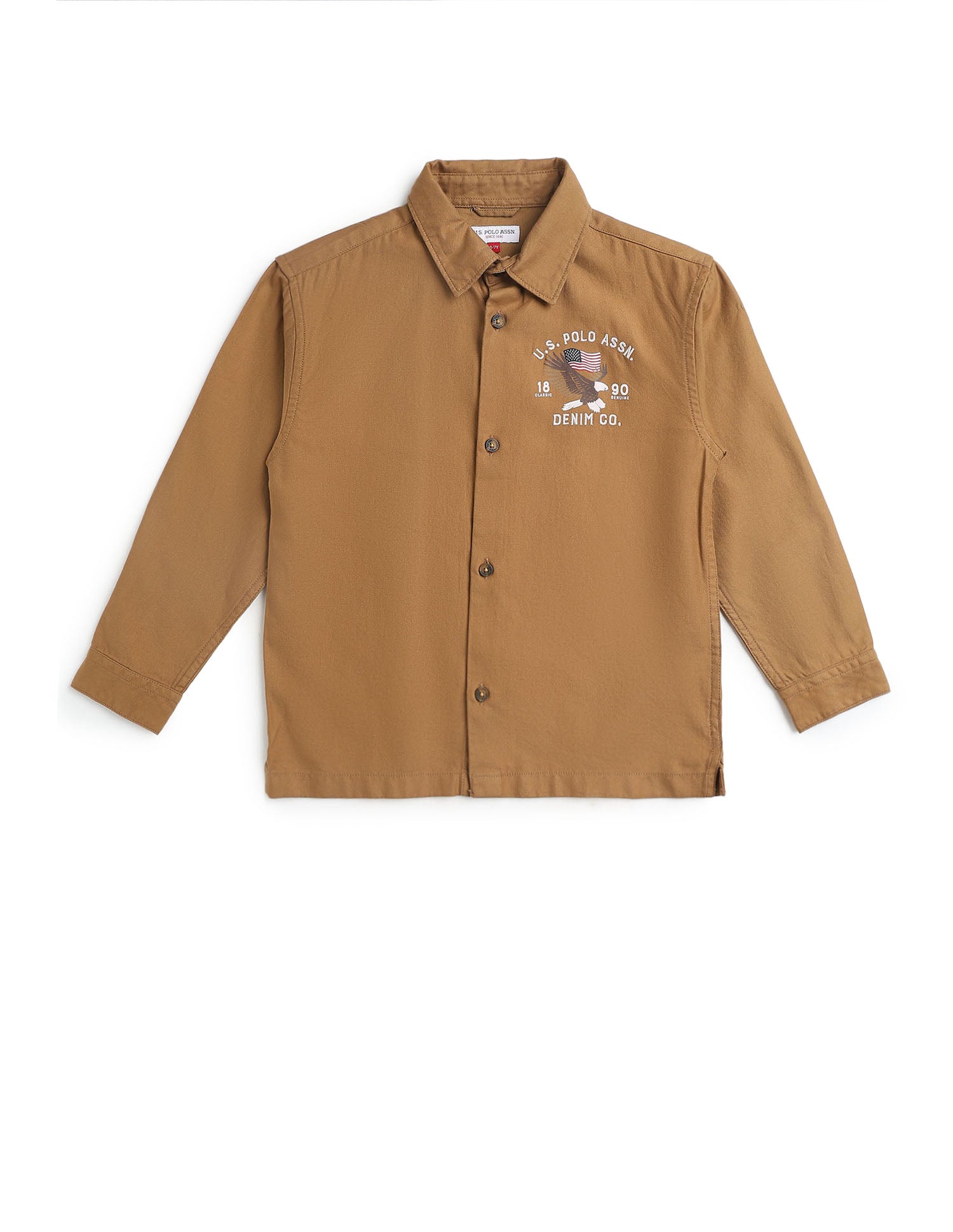 U.S. Polo Boys' shirt for kids, casual short-sleeve design in navy with polo logo, front button placket, and collar.