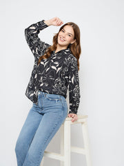 Madame Black Floral Print Shirt